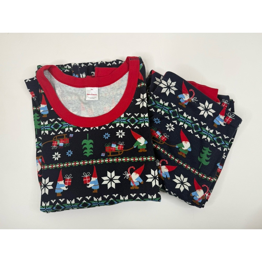 Hanna Andersson Adult Long John Pjs XXL Unisex Gnomes Christmas Family Match